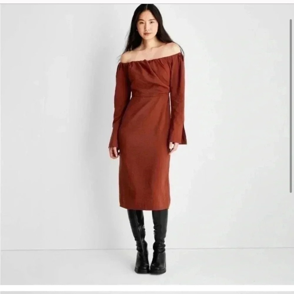 Chic Orange Cowl Neck Bell Sleeve Gown